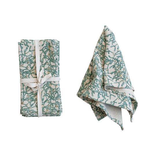 Hello Honey® 18" Natural & Green Botanicals & Gold Foil Napkins, 4ct.